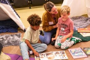 Parent reading to children