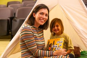 Parent reading to young child